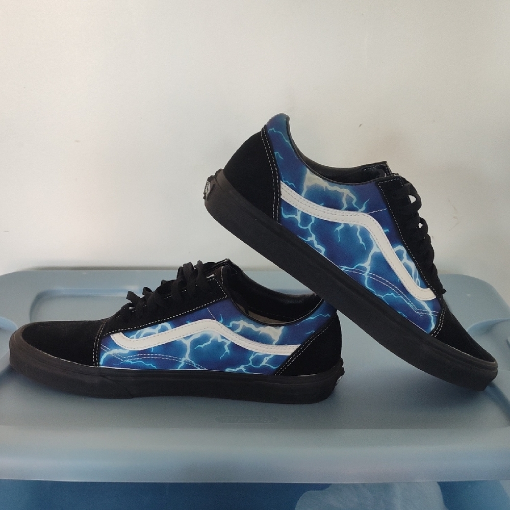 Vans Black and Blue Lightning Shoes